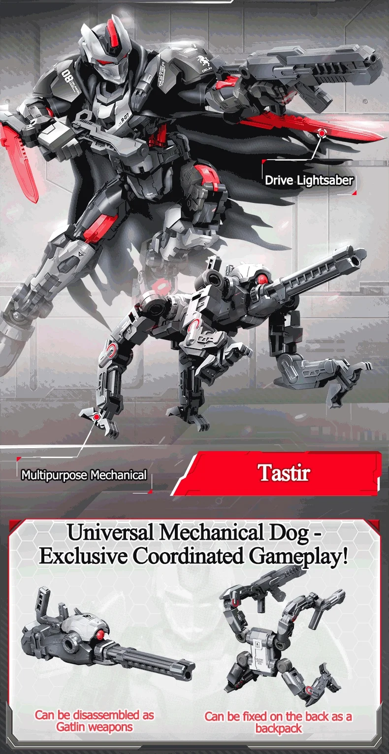 SEMBO Hemoxian Beweglicher Mecha-Bausatz, MOC-Actionfigur, Robotermodell, Bausteine, Blindbox-Spielzeug, Weihnachtsgeschenke – Detail 5