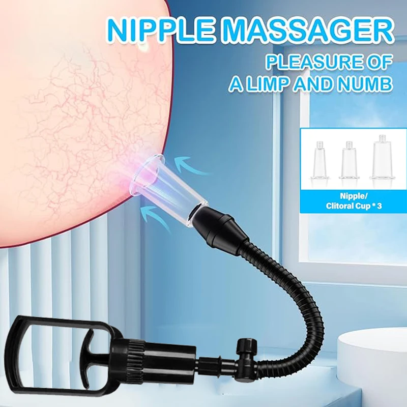 Manual Pussy Pump Female Breast Massager Vaginal Clitoral Suction Cup Enlarged Vacuum Pump Cover Nipple Stimulator Adult Sex Toy