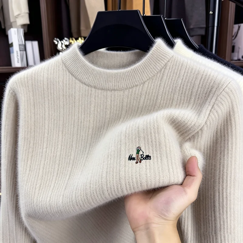 Trend luxury brand men's knitted sweater round neck casual exquisite embroidery pullover winter warm comfort Korean style top