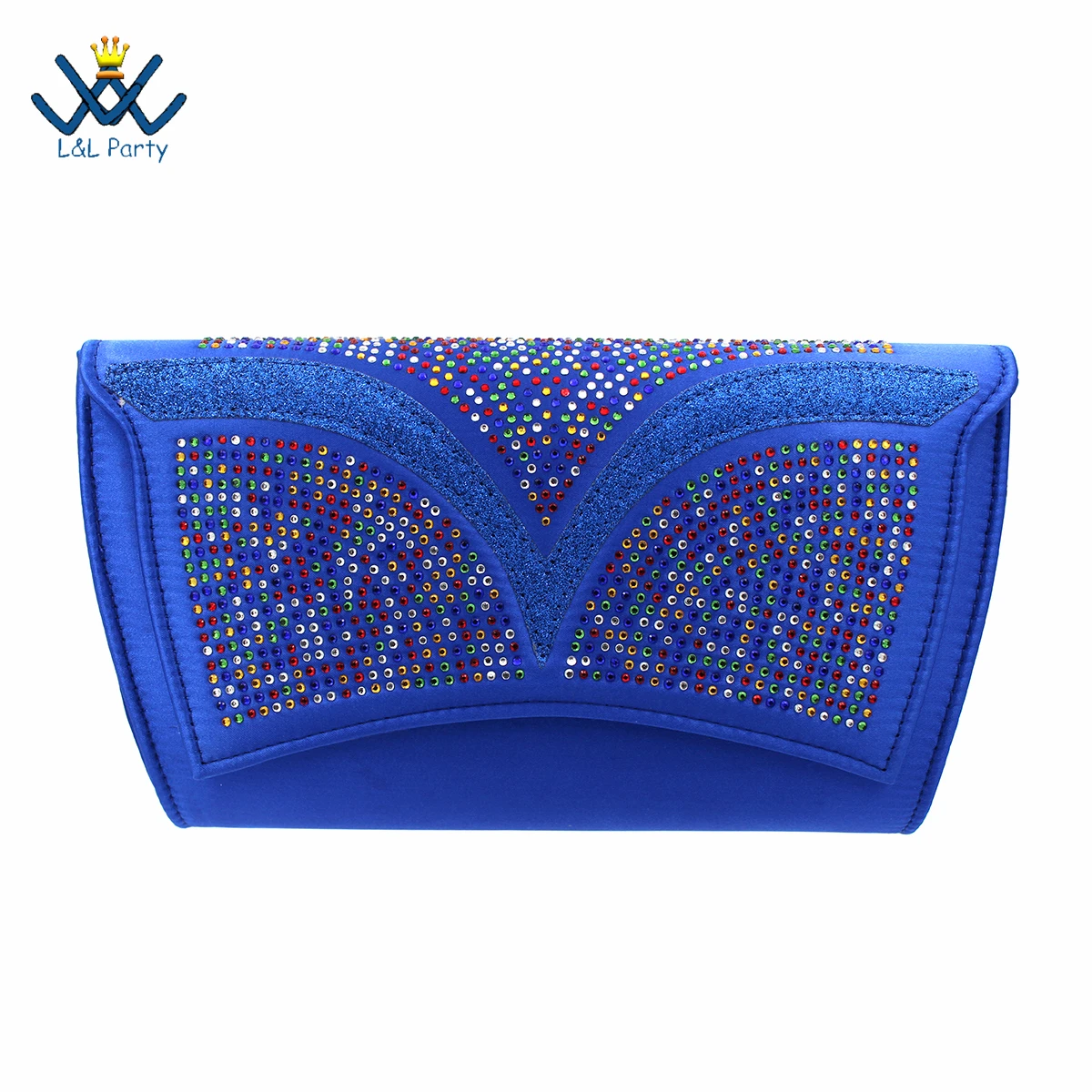 

2023 Soft Mid Size Italian Women Hand Bag in Royal Blue Color New Design Nigerian Style Bag with Crystal for Party