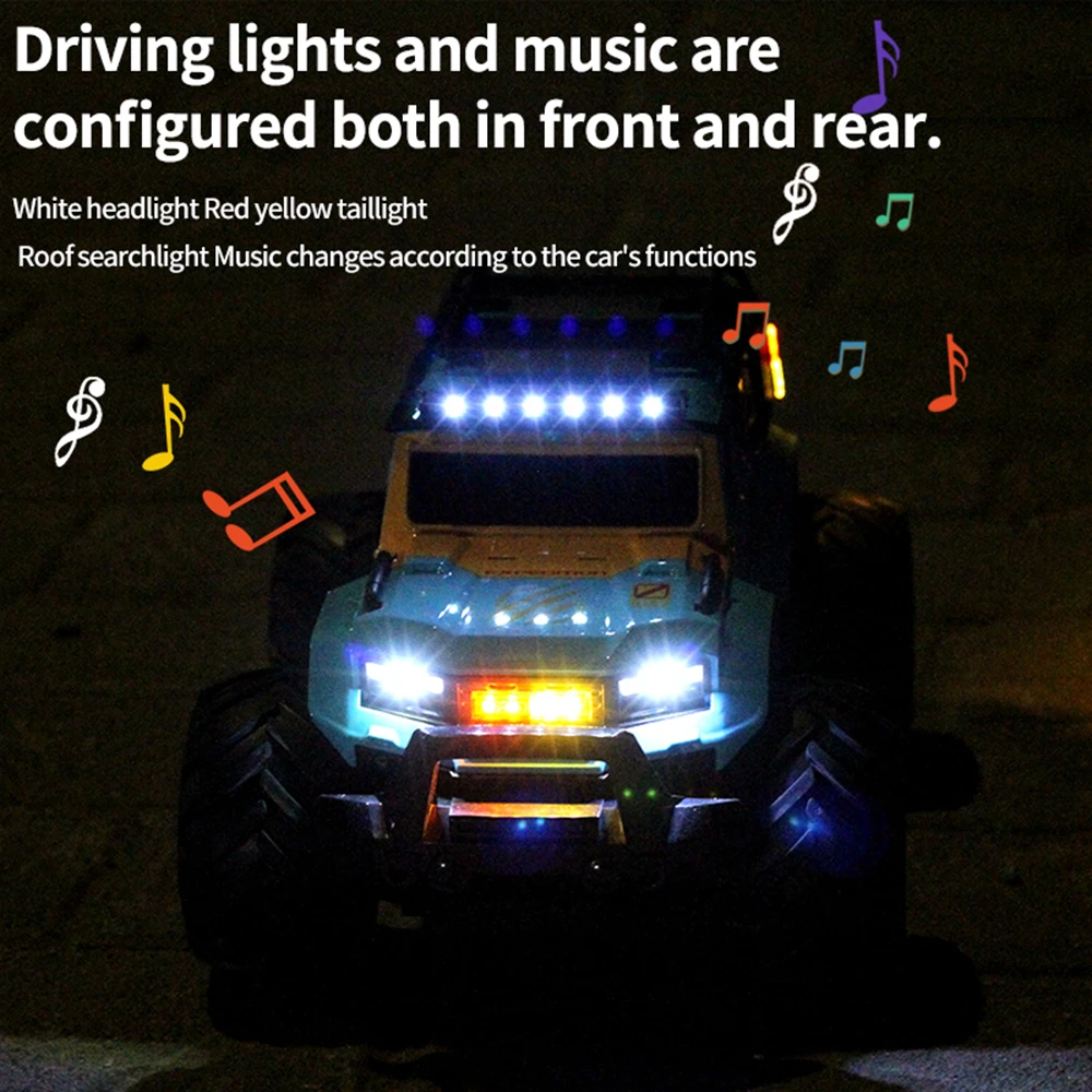 9IMOD 1/16 RC Car Amphibious Stunt Vehicle 2.4G 4WD Police Car Waterproof Climbing Off-road Vehicle Cool Lights Dynamic Music