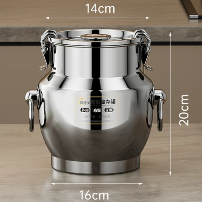 Premium Airtight Stainless Steel Canister Large Capacity Rice Bin for Kitchen Tea Container with Lid Anti-Corrosion Food Jar view 6
