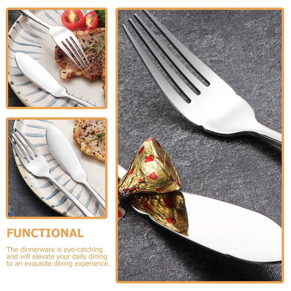 

Stainless Steel Knife Fork Set Western Tableware Metal Cutlery Home Dinner Table Cutlery Party Utensils