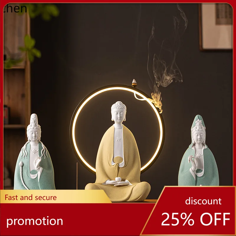 Cz1 ceramic western three saints ornaments mahasthamaprapta bodhisattva pure vase guanyin bodhisattva amitabha buddha statue