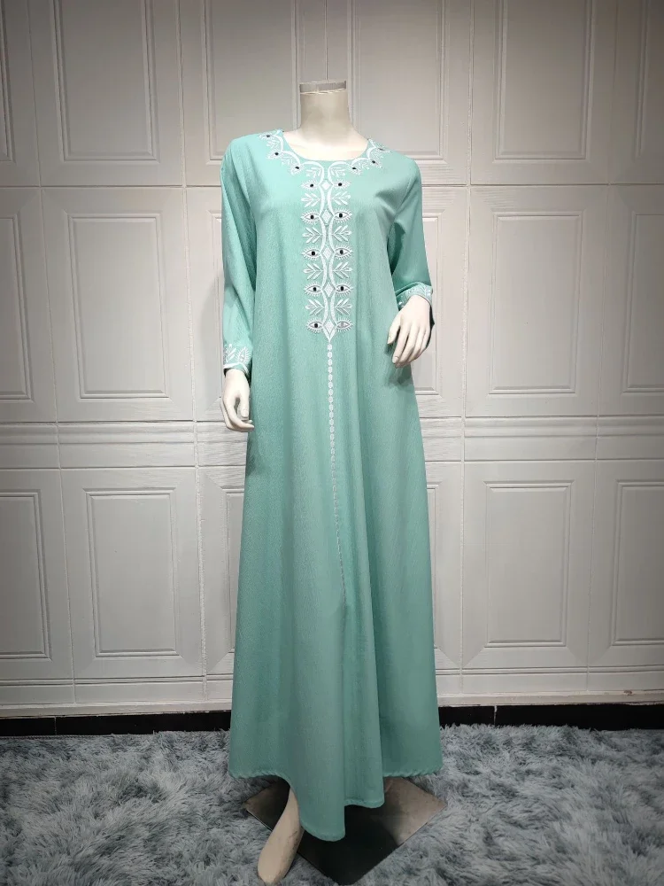 Eid Ramadan muślinowa sukienka imprezowa z czystym szalikiem kobiety Abaya Abayas Dubai Islam wieczorowa sukienka Kaftan szata Longue Vestidos Largos