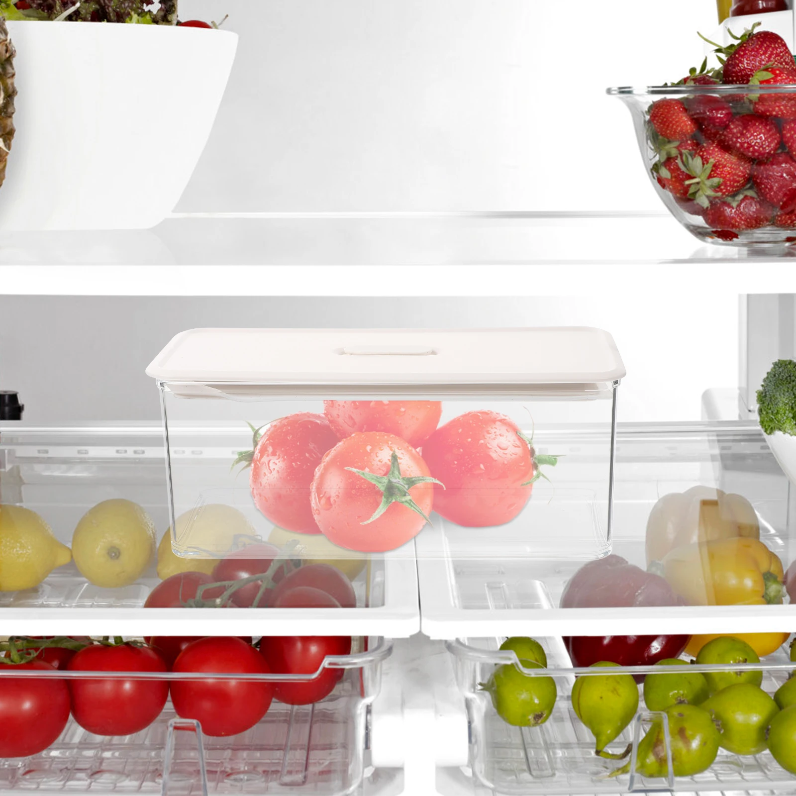 

1000Ml Reusable Freshness Preservation Box For Fruits Vegetables Portable Meal Container Camping Snacks Storage Dishwasher Safe