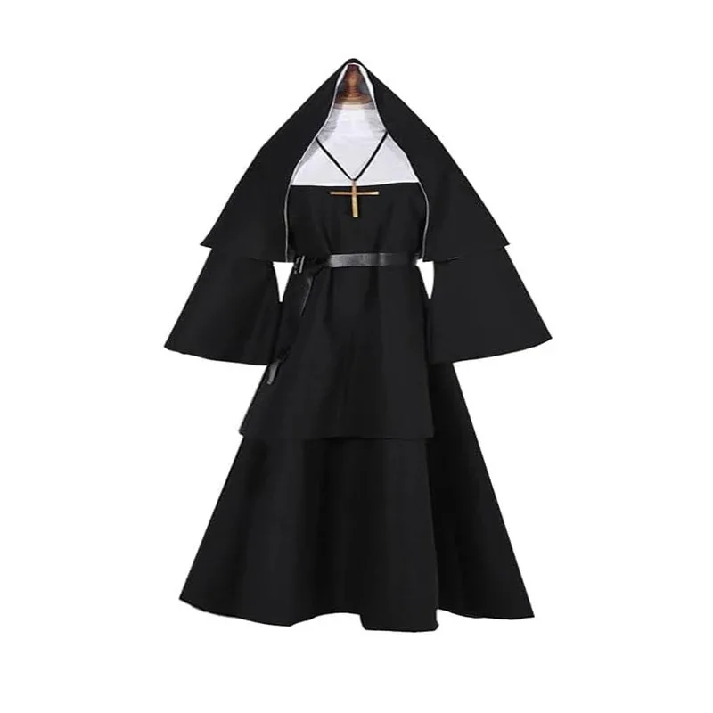 

The Nun Cosplay Costume Horror Films Cosplay Cross Ghost Halloween Costume The Conjuring Black Women Halloween Costume