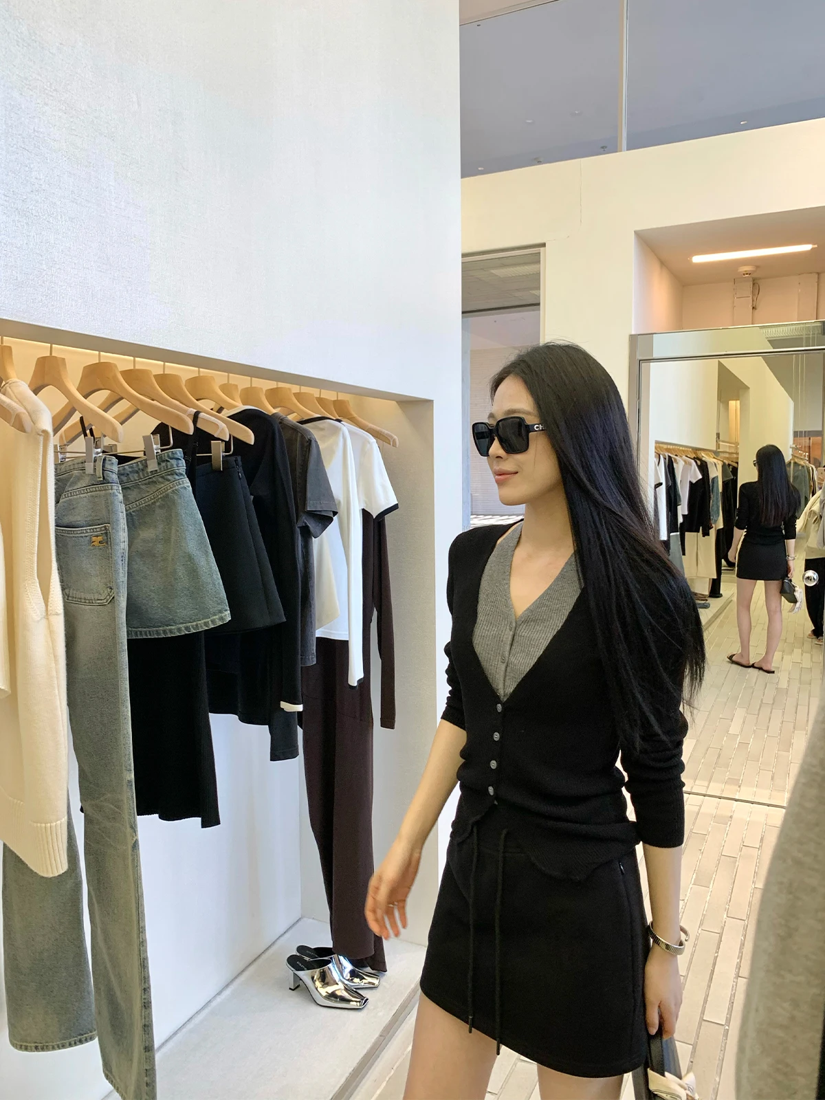 

ZhouMiao Korean Color Blo Knitted V-Ne Belted Slim Fit Women's Open Cardigan Long Sve Regular Length Pure Color