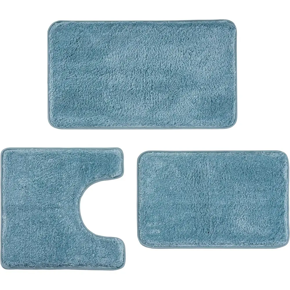 

Luxury 3-Piece Bathroom Rug Set: U-Shaped Toilet Mat, Non-Slip, Plush Microfiber, Absorbent & Quick Dry, Lake Blue