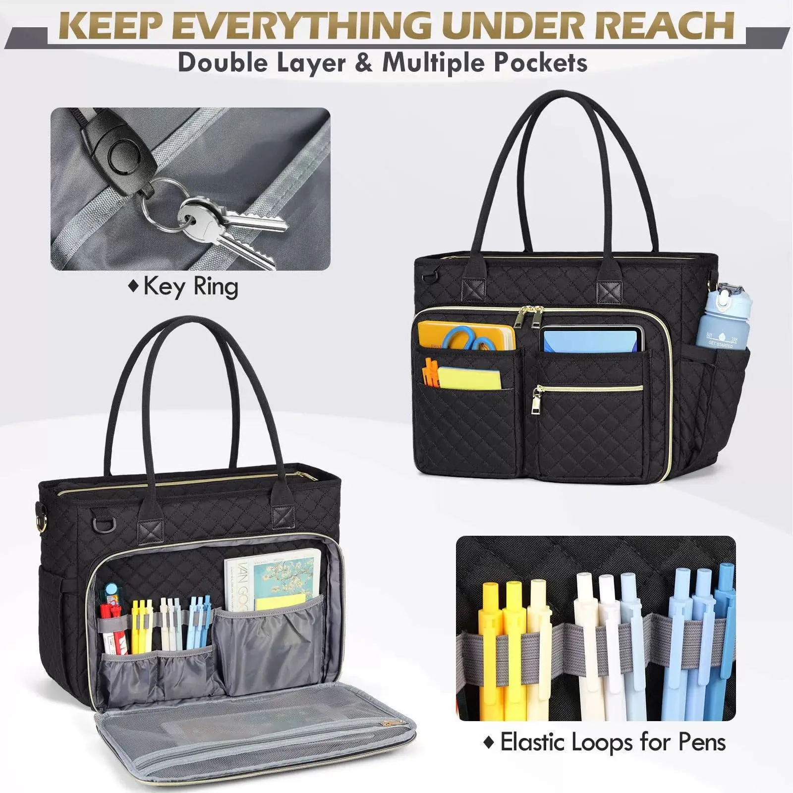 Large Capacity Storage Bag, File Bag, Laptop Bags，Laptop Bag 15.6-inch Notebook Bag for Women Work Bag，multifunctional Package view 2