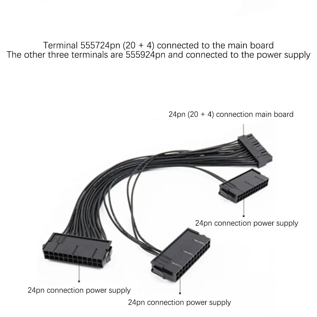 Plastic 24Pin Computer Dual Power Start Cable Desktop Starting Adaptor