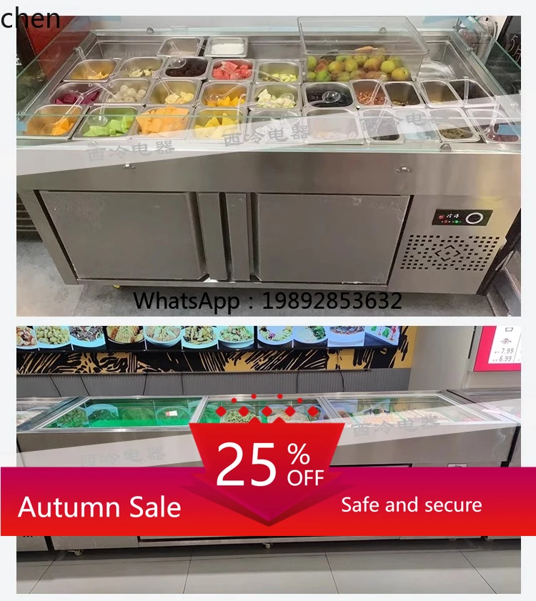 

stainless steel seafood ice table display refrigerated frozen chilled Taiwanese commercial fresh-keeping cabinet