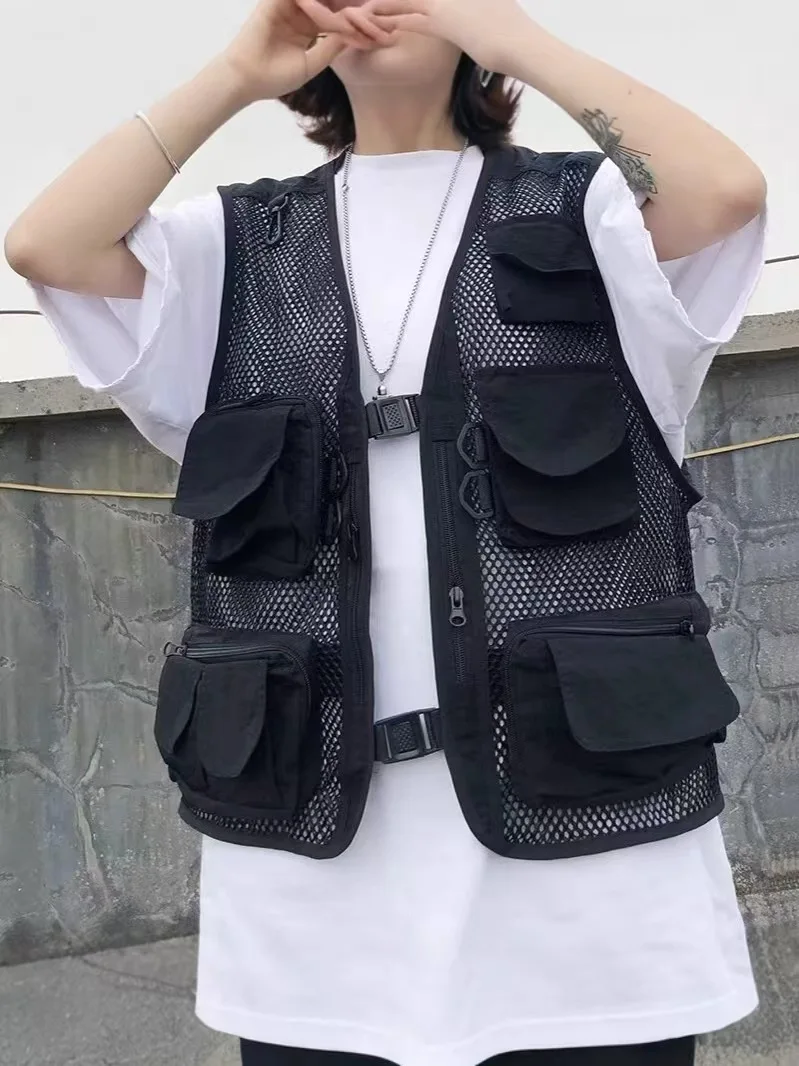 

Летний мужской тактический походный жилет для рыбалки, жилет для фотографа с несколькими карманами, жилет для отдыха на открытом воздухе, мужская тонкая куртка-карго, жилеты S-6XL