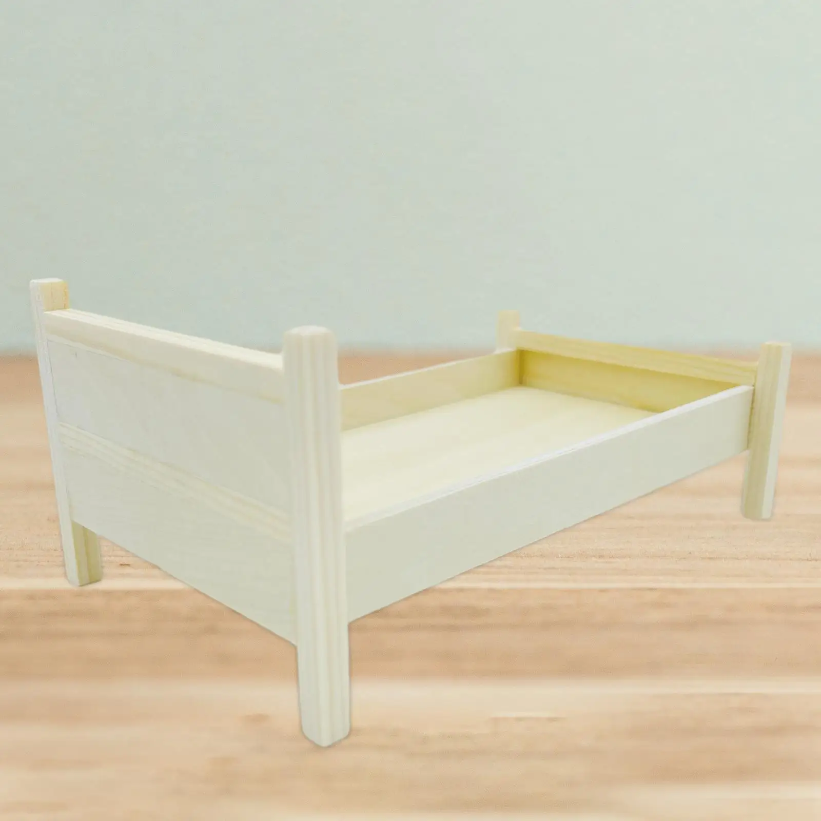 1/12 Dollhouse Wooden Bed Dollhouse Miniature Bed for Photo Props Dollhouse