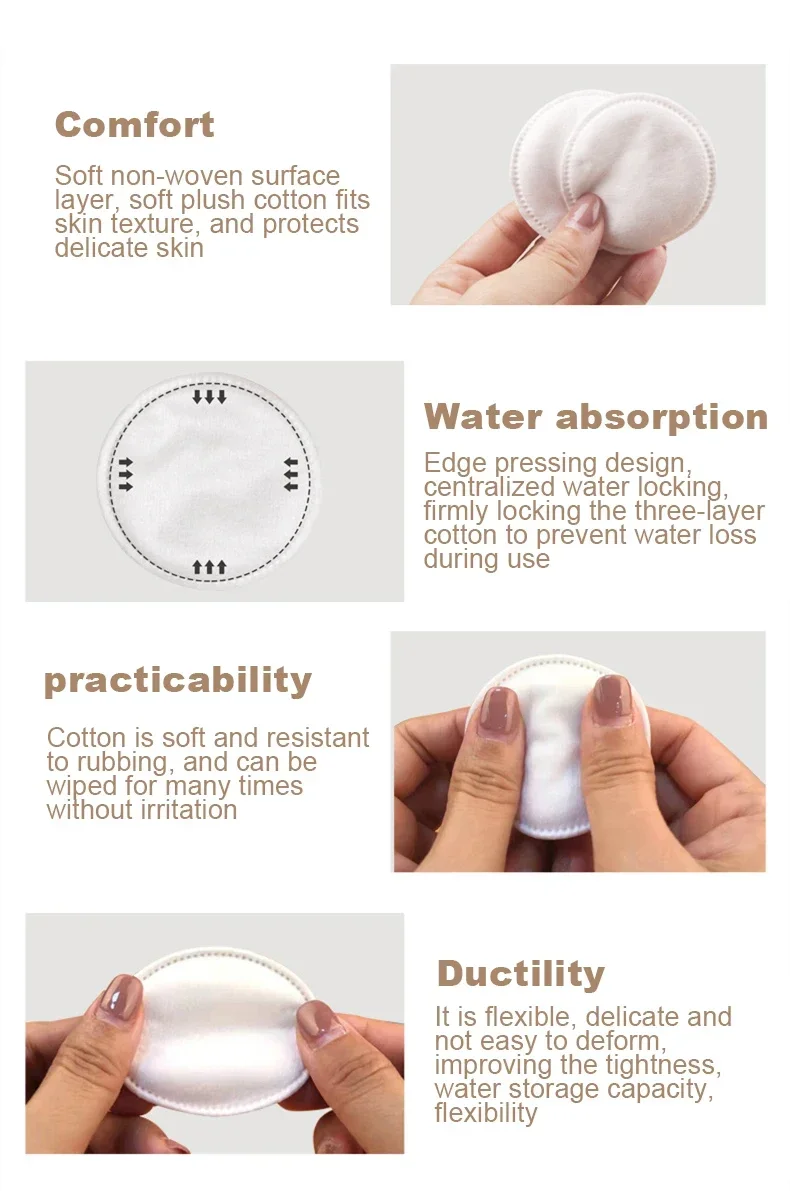 Atmungsaktive Wattepads, weiche, runde Einweg-Wattepads für Make-up-Entferner, doppelseitige Gesichtsreinigung, Wattepad für Nagelkunst, Nagellackentferner