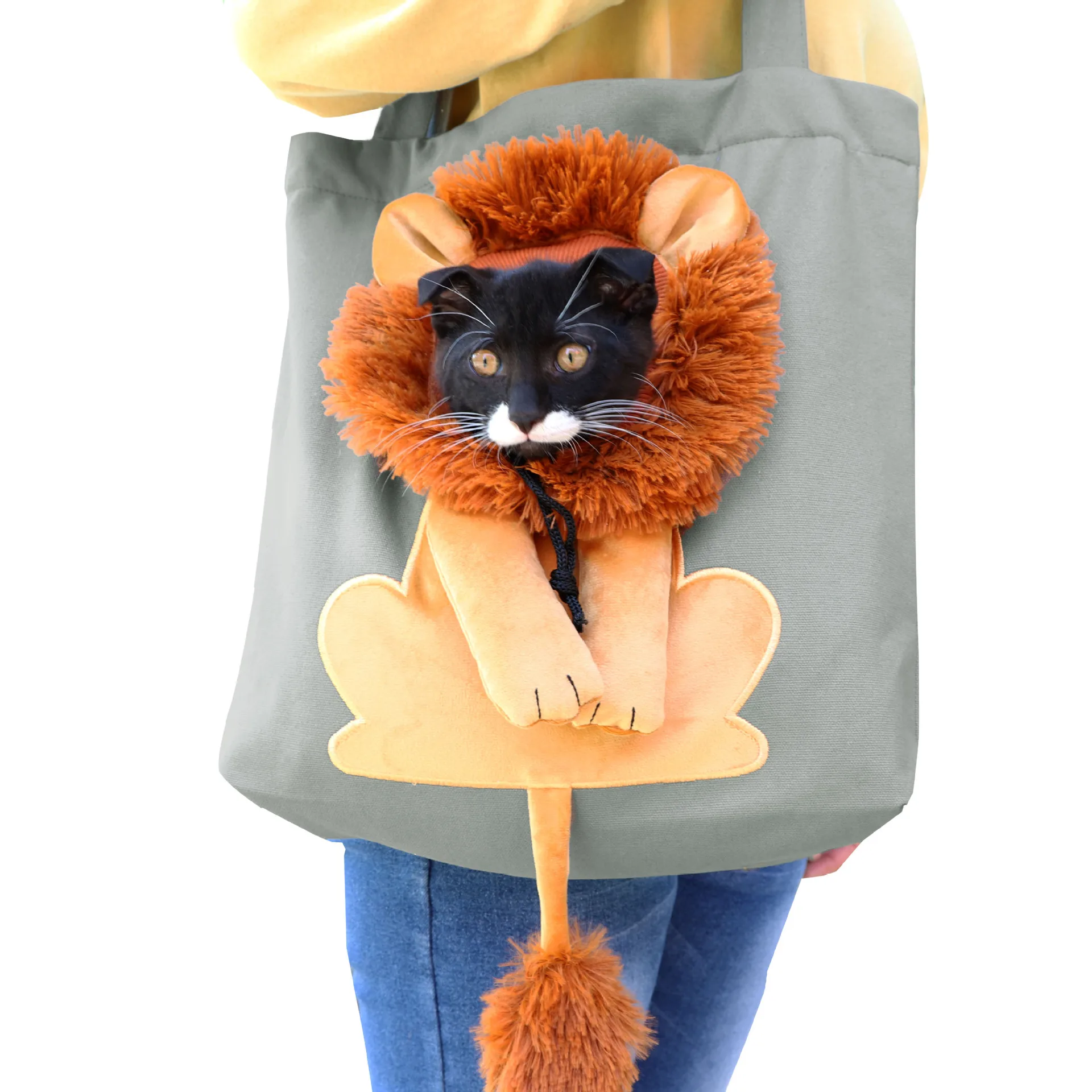 Cute Lion Shaped Shoulder Bag For Cat Dog Outdoor Pet Carrying Handbag Train Subway Bus Breathable Outcrop Bag Pet Supplies