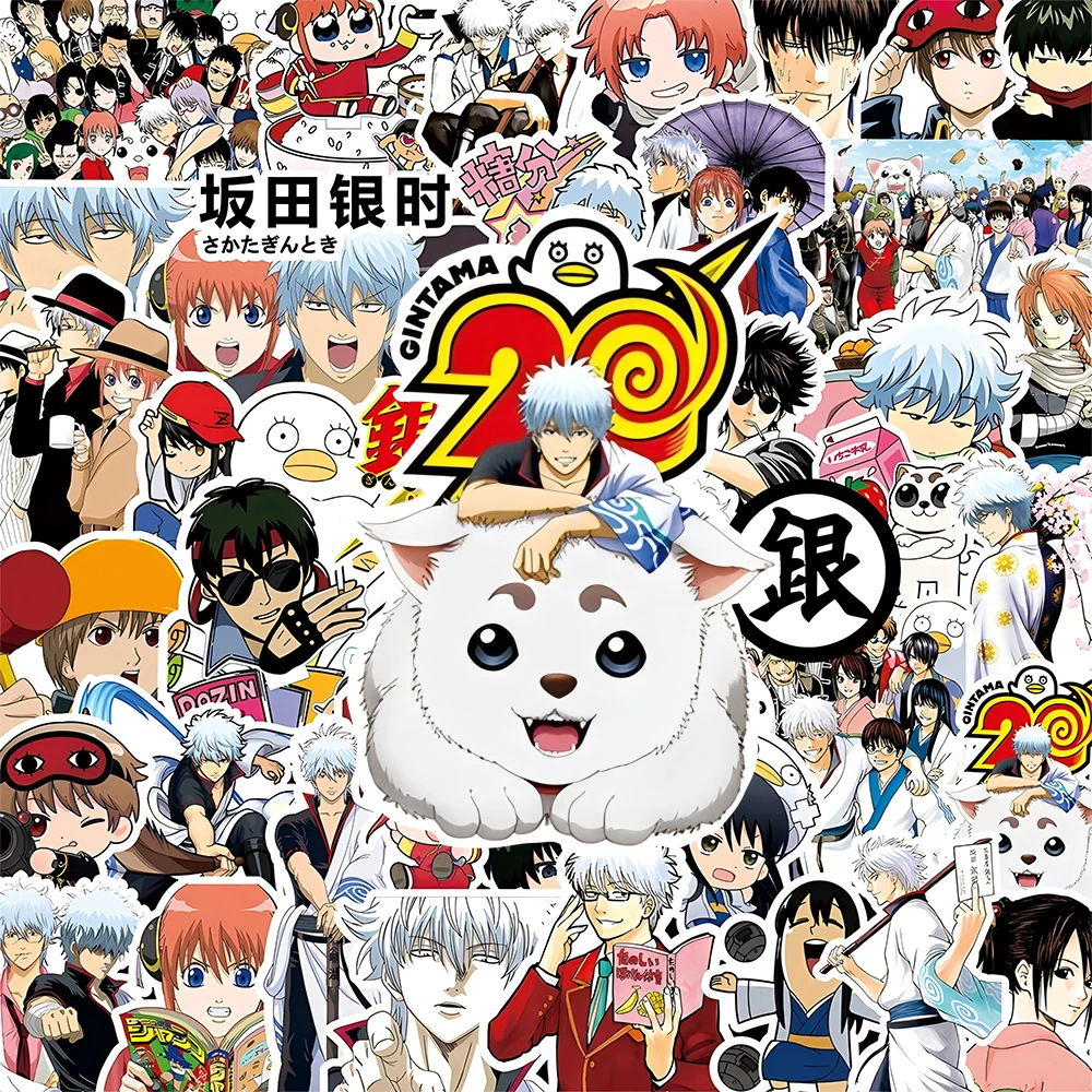 10/30/80 قطعة انمي ياباني جينتاما ملصقات كول ساكاتا جينتوكي الشارات حقيبة الأمتعة الغيتار سيارة الكرتون مانغا ملصق لعبة طفل