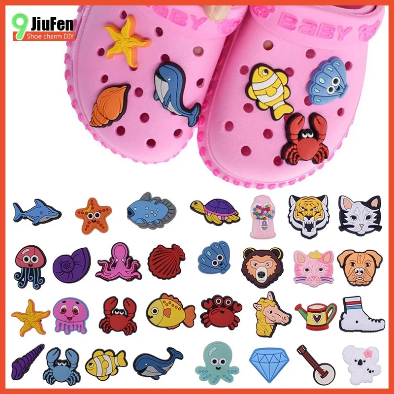 PVC Shoe Charms Cats Shoe Accessories Whale Shoe Decoration Crab Animals Accessories for Clog Sandals X-mas Gifts  Buckle