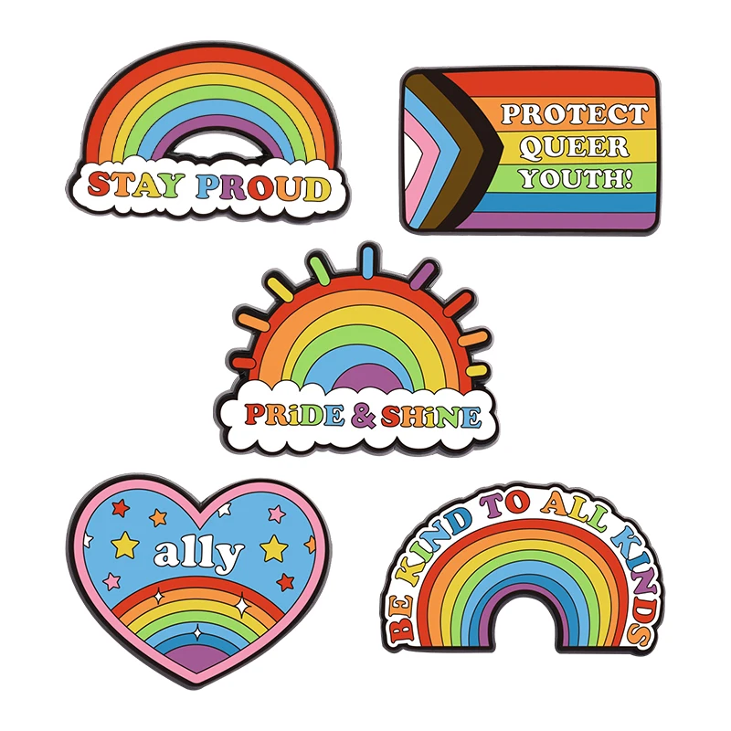 LGBT Pride & Shine Rainbow Brooch Enamel Pins Stay Proud Ally Protect Queer Youth Brooches Lapel Badge Jewelry Gift for Friends