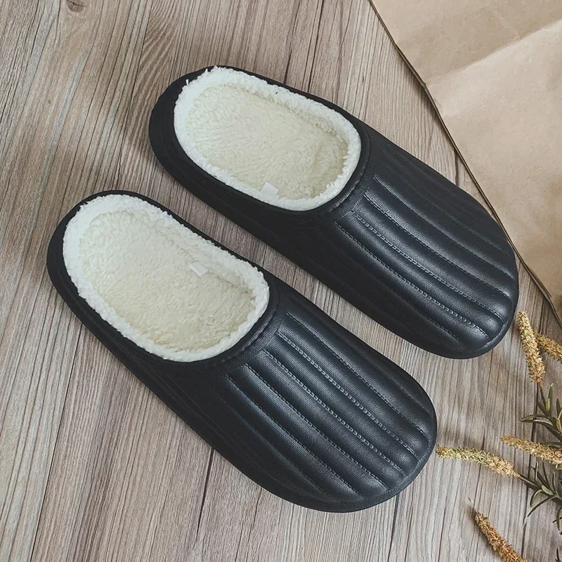 Men's Cotton Slippers Villus Couple Slipper for Home EVA Waterproof Anti-slip Thickened Sole Wear-resistant Winter Time Winter