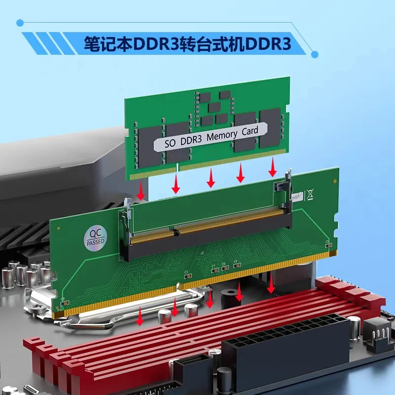 DDR3 DDR4 DDR5 SO‑DIMM to UDIMM Adapter Card Laptop RAM Converter for Desktop Motherboard Test
