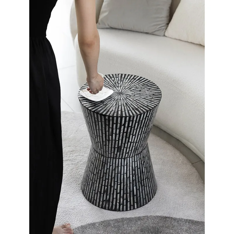 Wabi-**** minimalist natural shell edge few living room handmade snail coffee table high-end sofa corner few small table