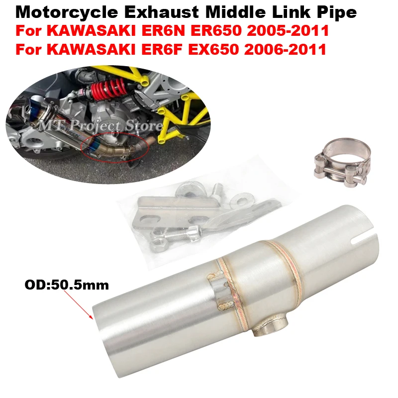 

Slip On For KAWASAKI ER6N ER6F ER650 ER-6N EX650 2005 - 2011 Motorcycle GP Exhaust Escape Muffler Moto 51mm Middle Mid Link Pipe