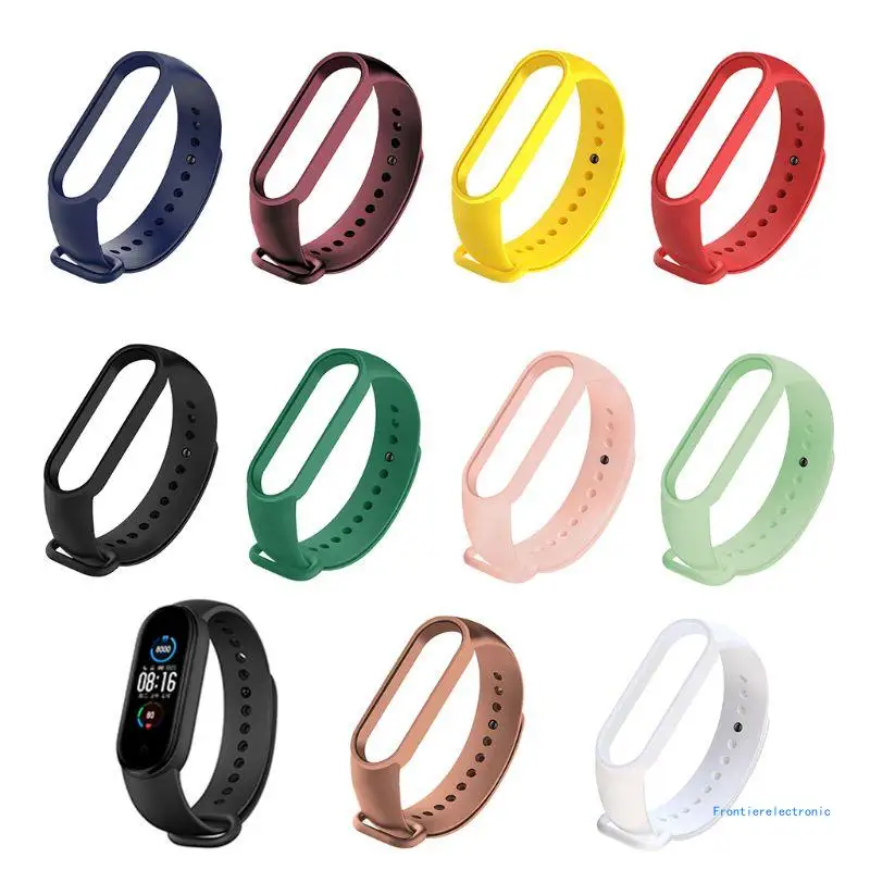 Silicone Strap Breathable Wristband Sweatproof for Mi Band 5 Bracelet DropShipping