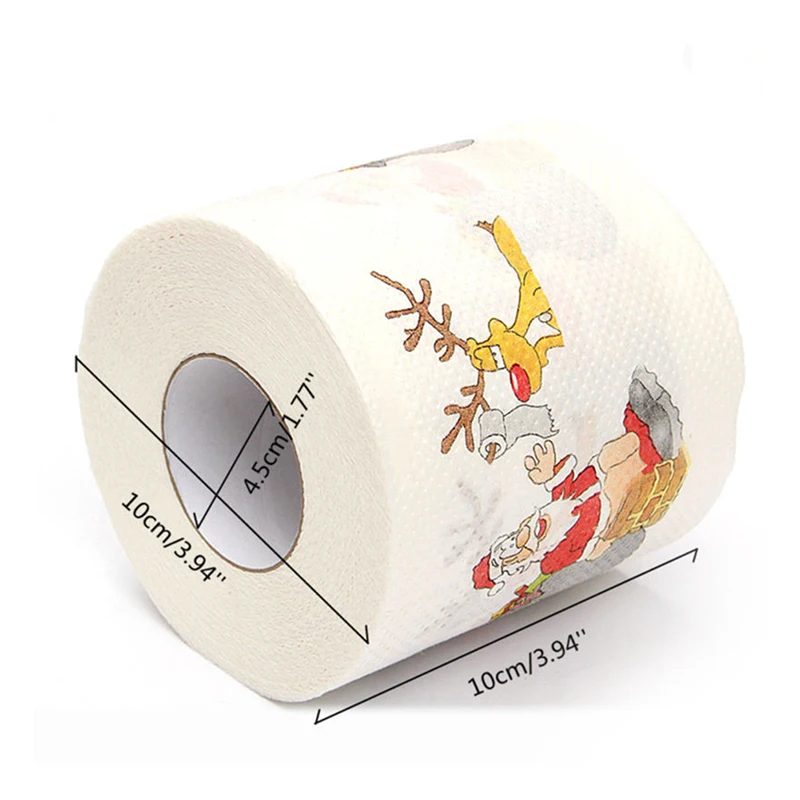 Rollo de papel higiénico con estampado navideño para el hogar, serie de patrones navideños, bonito, novedad