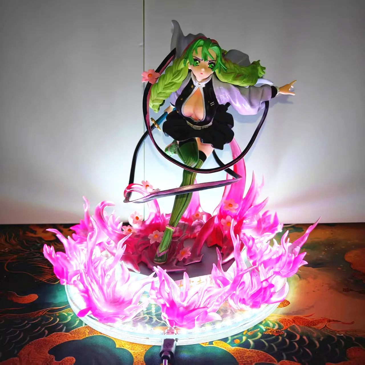

Demon Slayer Anime Kanroji Mitsuri DIY Pink Fire Led Effect Action Figure Kimetsu no Yaiba Infinity Castle Figurine Toys