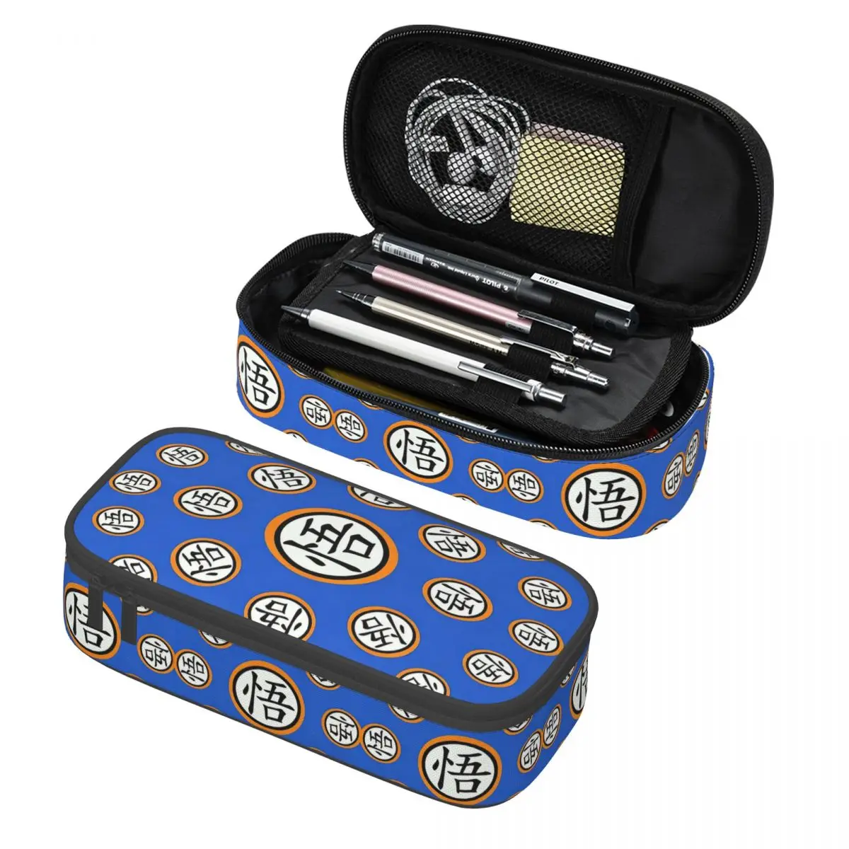 Estuches para lápices Goku Kanji Dragon Ball, estuche para lápices, soporte para bolígrafos, bolsa de gran capacidad para niños, suministros escolares, papelería con cremallera