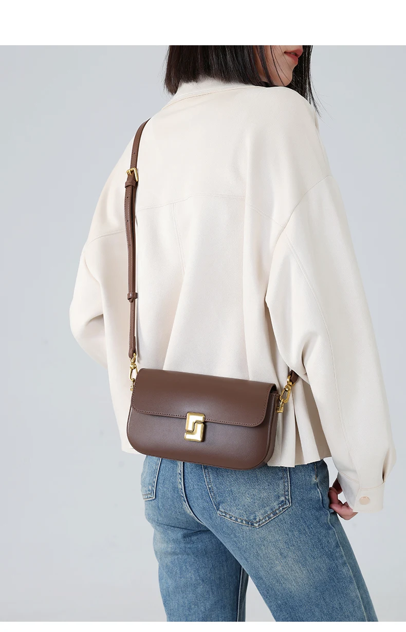 Women’s Split Leather Shoulder Bag Trend Brand Small Square Bags Luxury Designer Handbag Messenger Bag for Female
