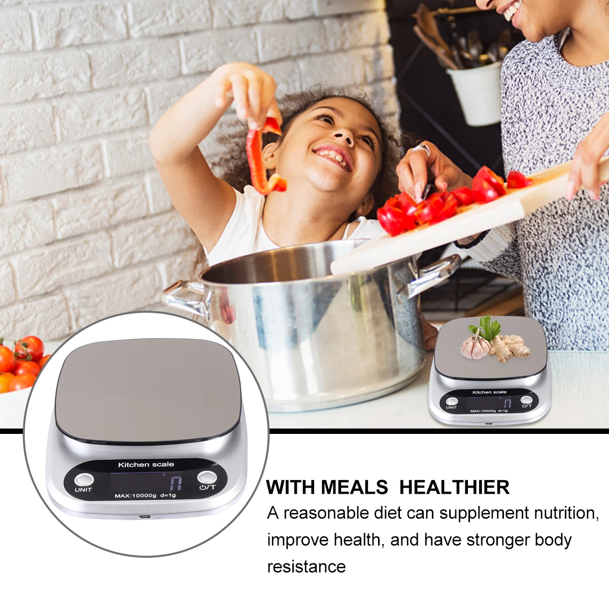 

1PC Rechargeable Digital Kitchen Scale Premium Stainless Steel Food Weighing Tool Lightweight Accuracy LCD Display
