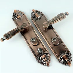 Security door handle Universal red antique panel door lock Old-fashioned door accessories household sunflower handle