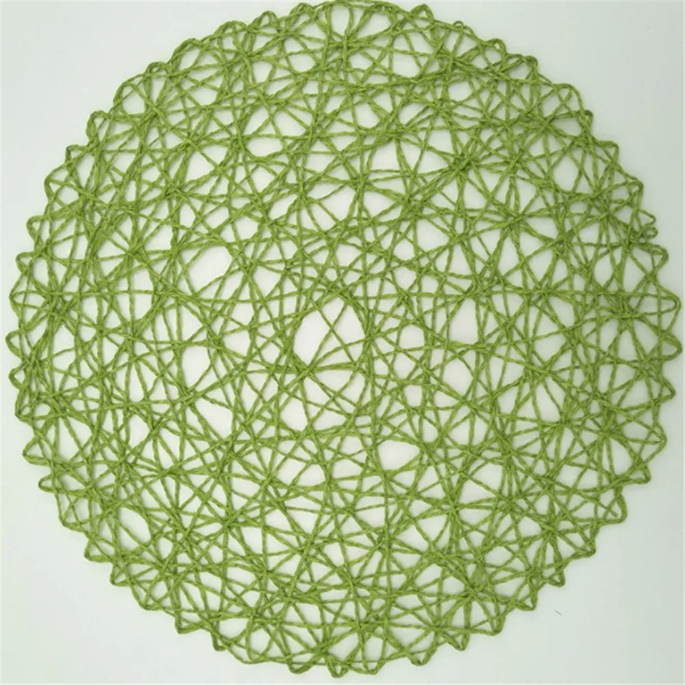 4Packs Round Paper Woven Placemats Wood placemats Rattan placemats Brown Paper Straw placemats for Dining Party Wedding