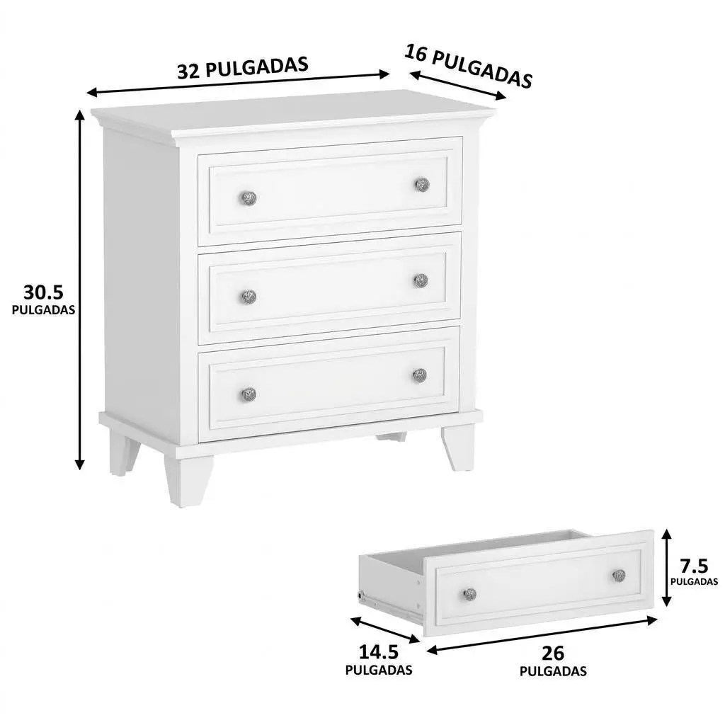 Garveelife Modern and Rustic Style - White and Brown Wooden Dresser with 3 Wide Drawers - Versatile Storage for Bedroom, Living Room or Entryway - Distinctive Two-Tone Finish