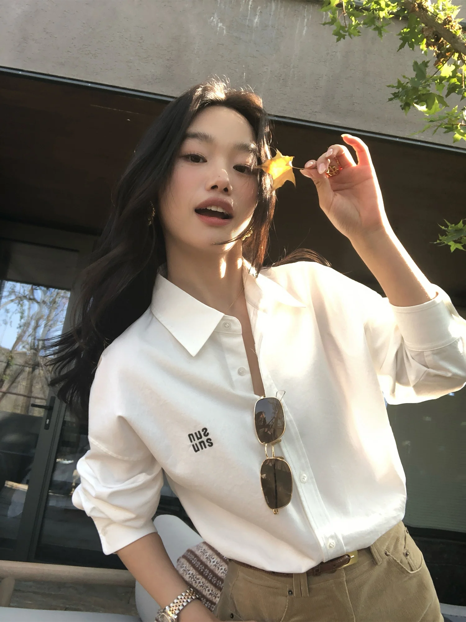 

Pusumede nce Overture женская свободная повседневная одежда с вышивкой Fce Long Sve дышащая удобная смесь хлопка