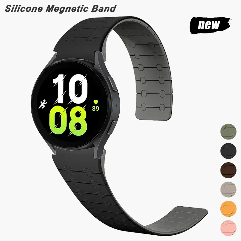 Silicone Magnetic Band for Samsung Watch Galaxy 4/5/6/Classic/5Pro 43 47mm 42 46mm 44 40mm 45 Belt No Gaps Strap Bracelet Correa