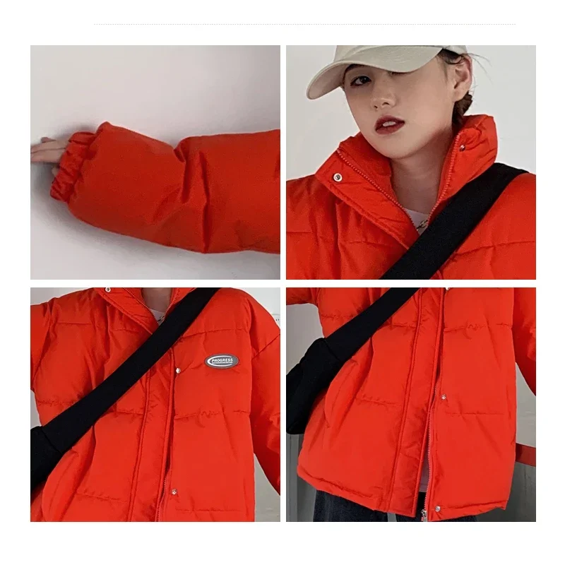 Winter Down Puffer Jacket Women 2021 New Stand-up Collar Bubble Coats Korean Fashion Warm Cropped Parkas Woman