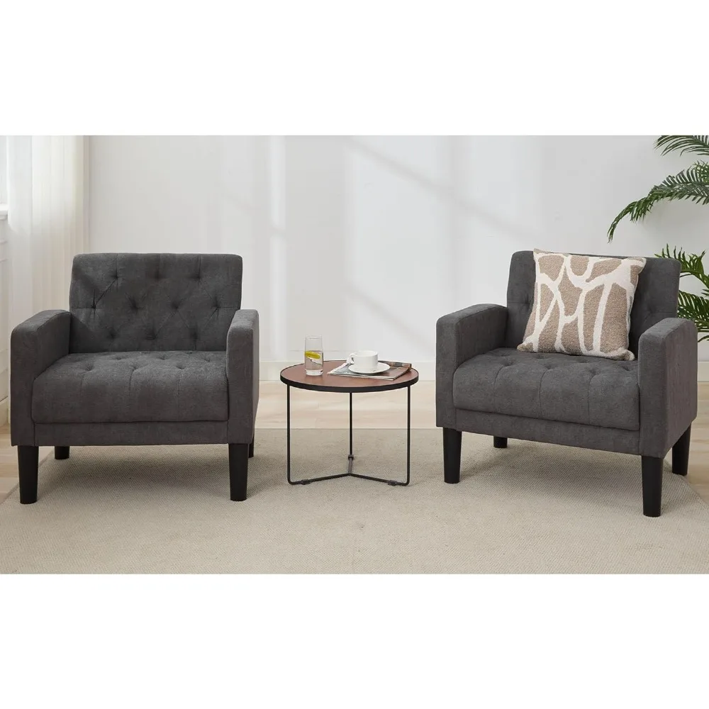 

Accent Chairs Set of 2, Mid Century Modern Upholstered Tufted Living Room Chair for Bedroom, Armchair Single Sofa，Reading Loung