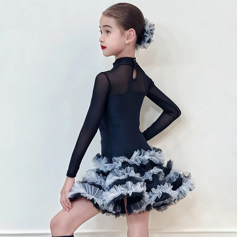 

Платье для латинских танцев сальсы, бальное платье для девочек, стандартная юбка для танцев, танцевальный костюм для самбы, танго, платье для латинских танцев для девочек