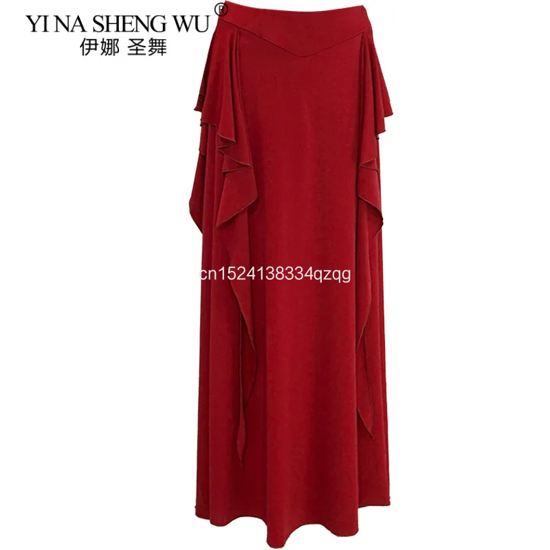 Jupe Sexy à Double fentes, jupe d'entraînement de danse du ventre, vêtements de danse pour adultes, jupe longue de danse du ventre orientale pour femmes