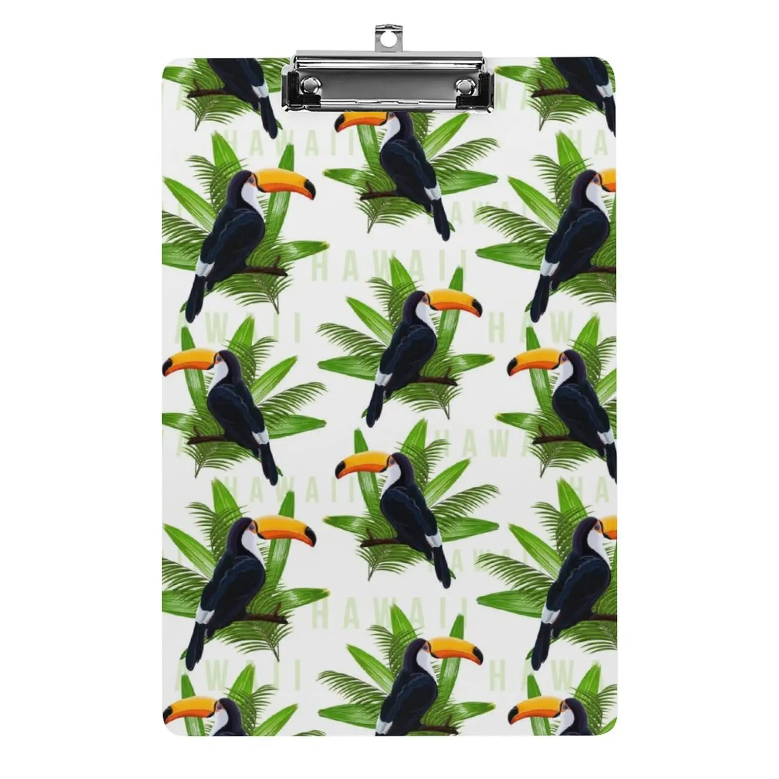 Toucans-Presse-papiers en acrylique avec clip à profil bas, planches à clipser mignonnes, taille de lettre A4 standard pour les cours de réunion de