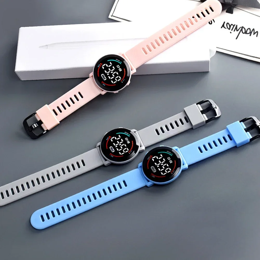 

Светодиодные цифровые детские часы, светящиеся водонепроницаемые спортивные детские электронные наручные часы с силиконовым ремешком для мальчиков и девочек