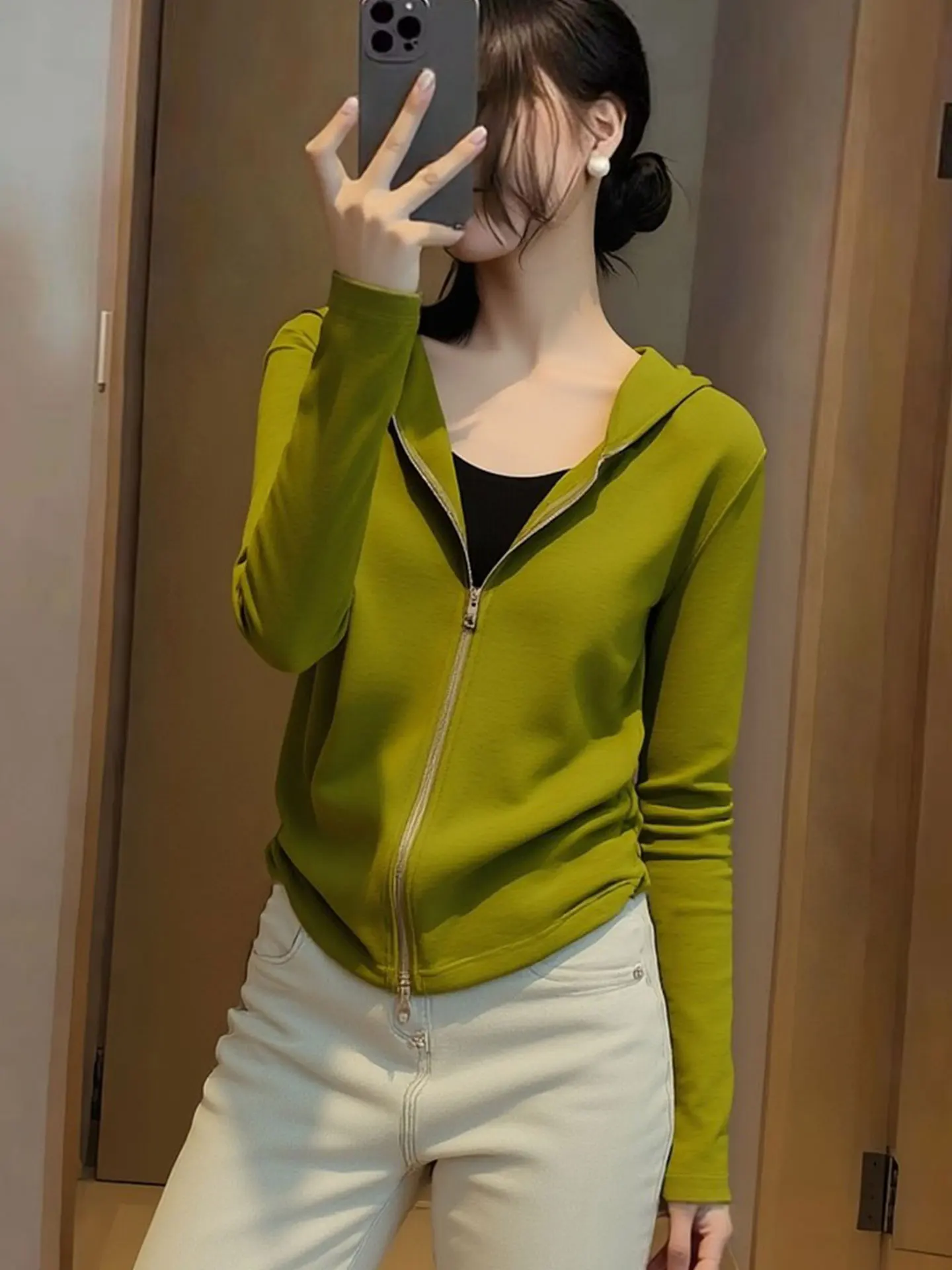 

Ele Pure Color Hooded Long Sve Sweatirt Women's Base Layer irt Spring 2026 Commute Sle Regular Fit Comfortable