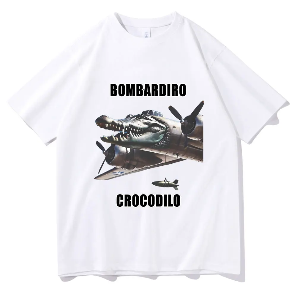 

Bombardiro Crocodilo Funny Crocodile Plane Bomber Meme Graphic Tshirt Men Hilarious Humor Brain Rot Tops Male Vintage T-shirt