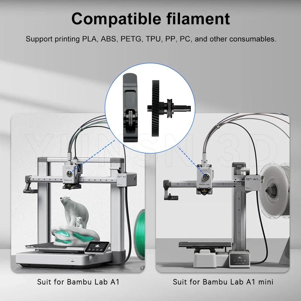 Extruder Gear Assembly for Bambu Lab A1 Nanocoated Hardened Steel Extrusion Head Gear For Bambulab A1 Mini 3D Printer Parts