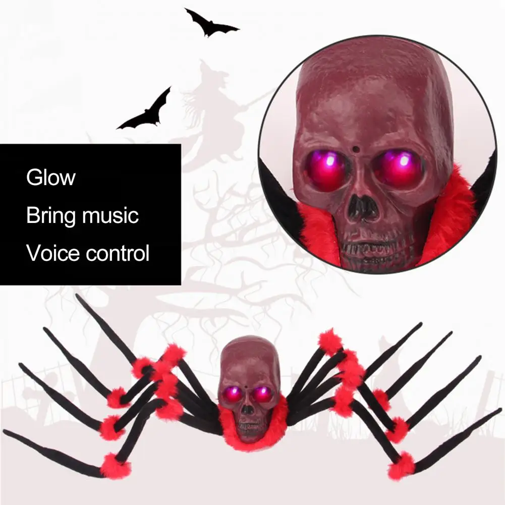 Spirit Props Outdoor Cemetery Halloween Props Spooky Halloween Skull Spider Decorations with Light Up Eyes for Indoor Outdoor