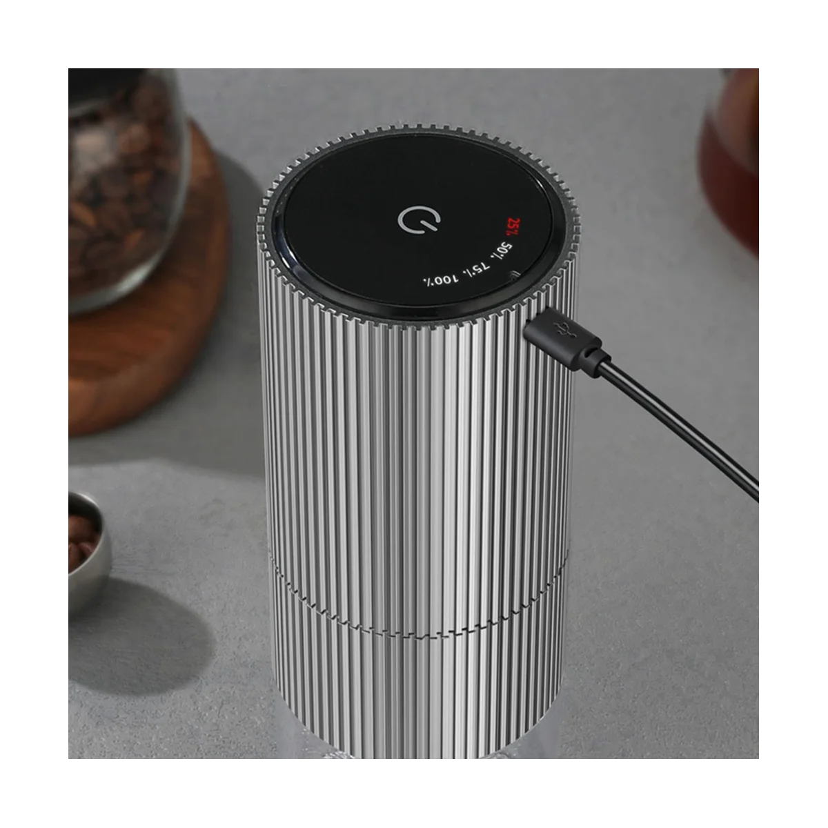 Electric Coffee Grinder Automatic Coffee Beans Spice Espresso Coffee Machine Maker USB Charger Grinder Black