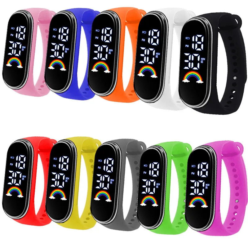 Children Electronic Watch Rainbow Display Digital Smart Touch Screen Kids Led Watch for Boys Girls Student Waterproof Smartwatch